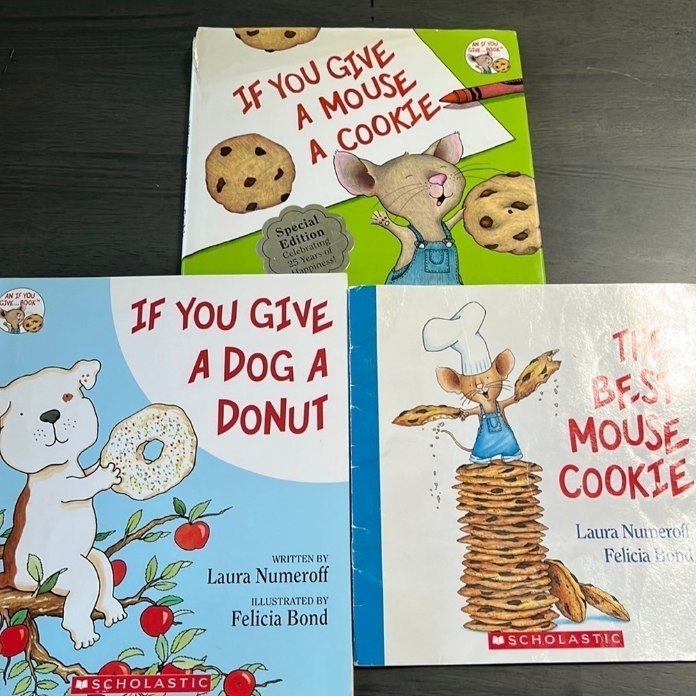Set of 3.  Laura Numeroff books.  If you give a mouse a cookie series.
